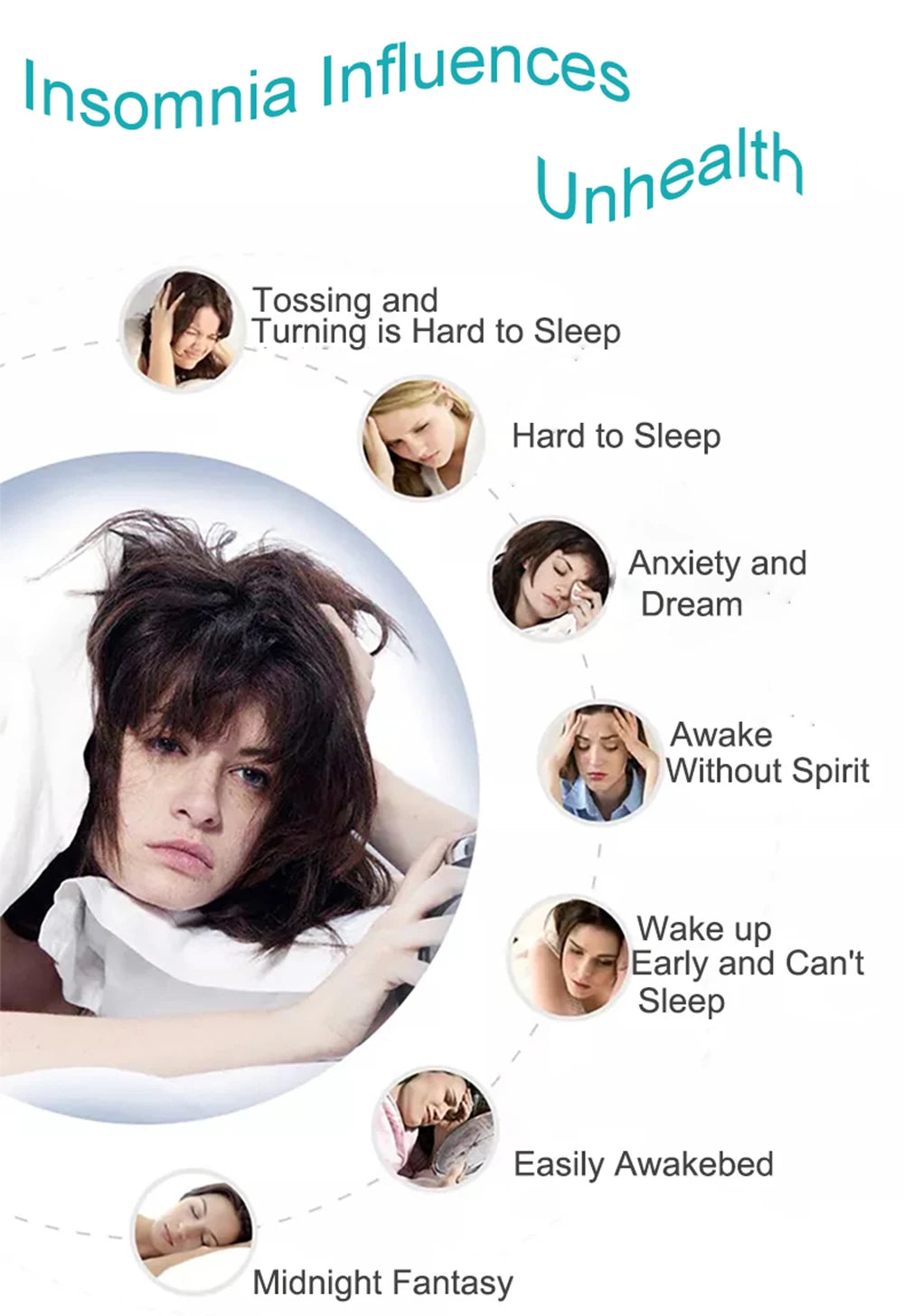 Insomnia affects health. CES devices improves sleep, reduces anxiety, improves mood, reduces stress.