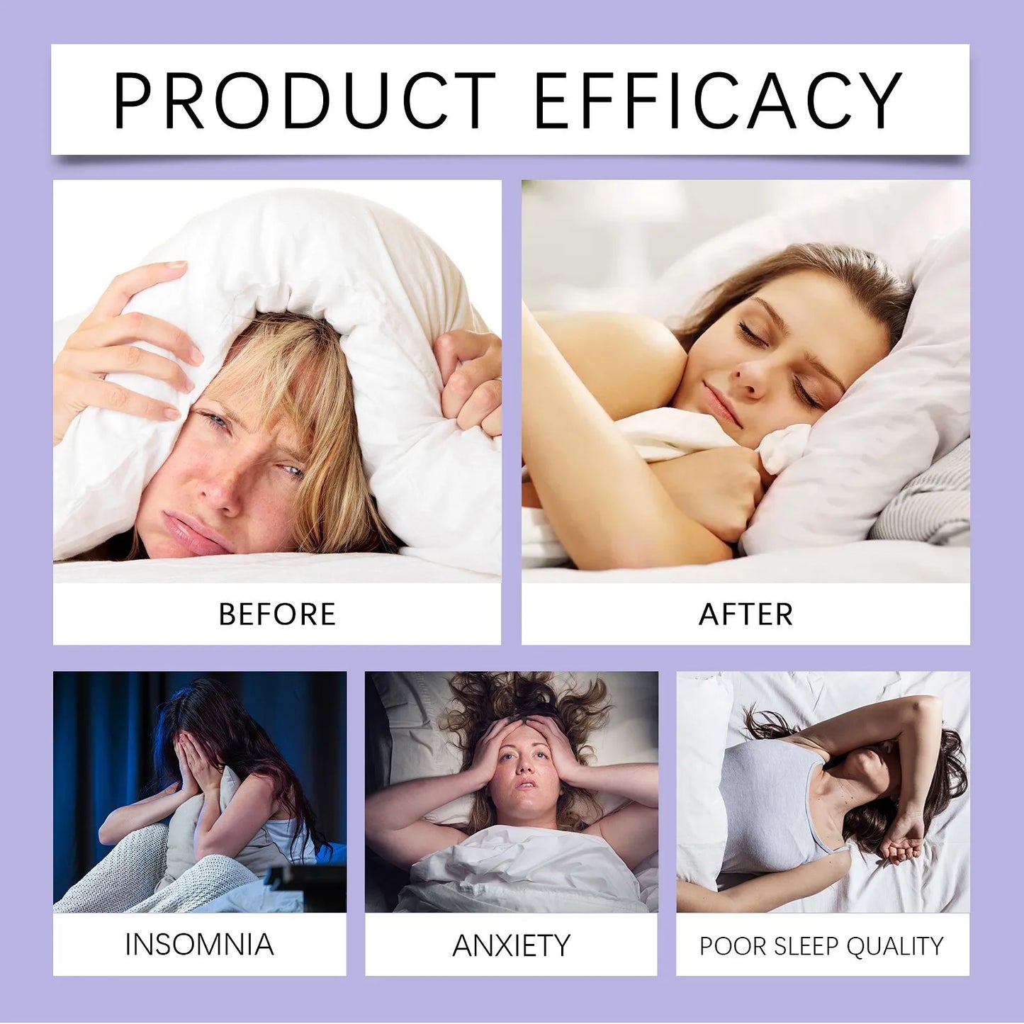 Before and after sleep effect from using Lavender Magnesium spray.