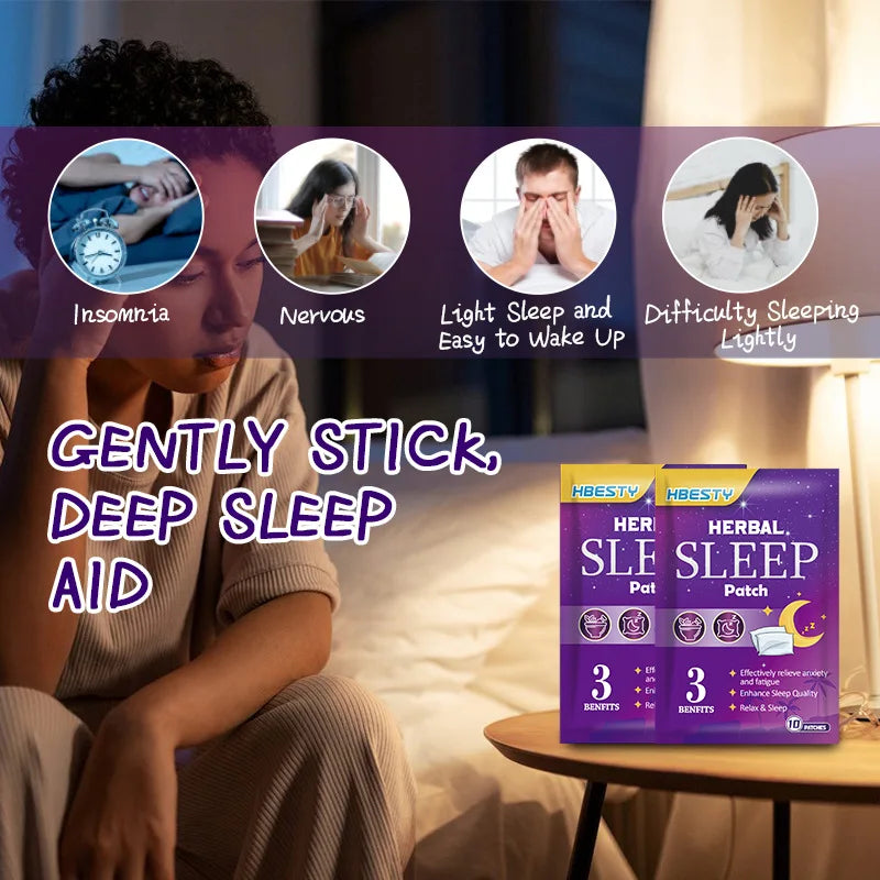 Gently stick the All Natural Herbal sleep patch before sleep to help with insomnia.