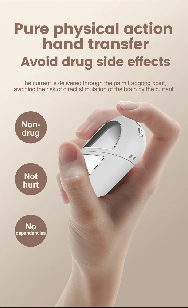 Cranial Electrotherapy Stimulation (CES) sleep aid uses pure physical action through hand transfer and avoids any drug side effects. Current is delivered through the palm laogong acupuncture point.