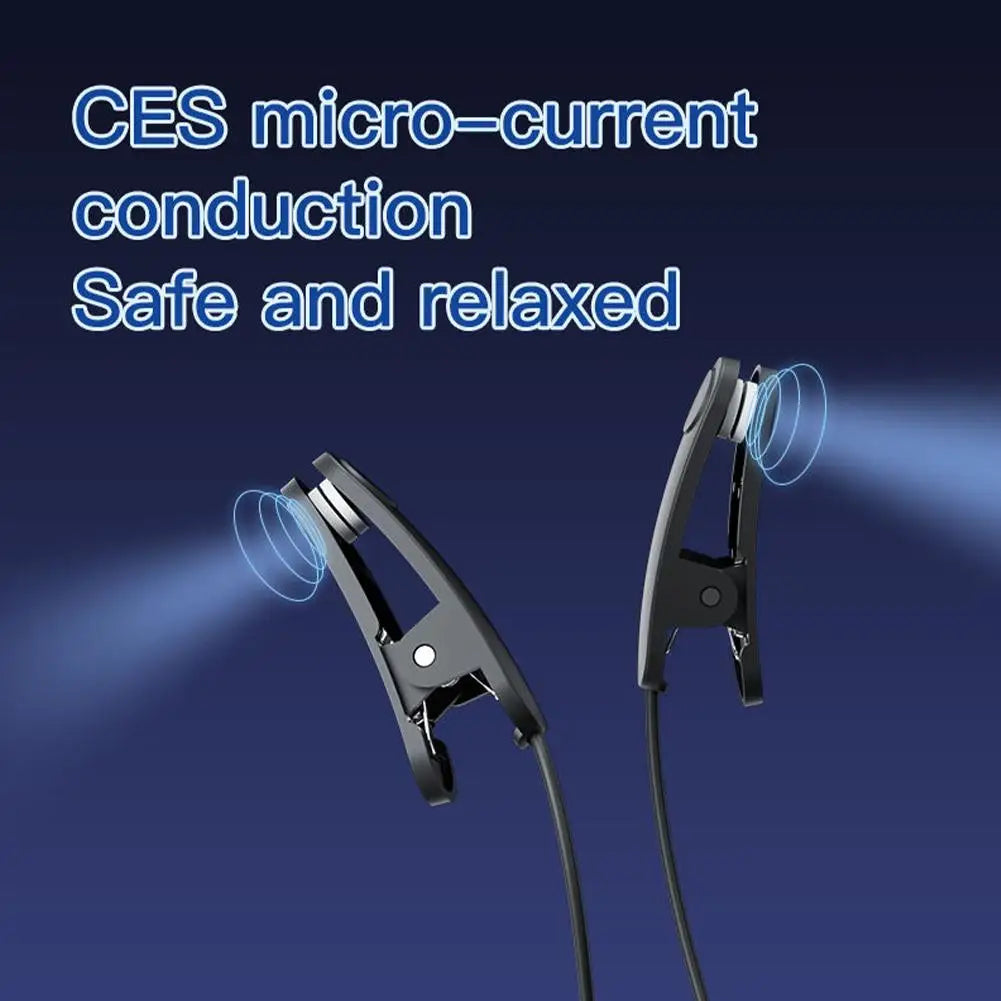 Cranial Electrotherapy Stimulation (CES) sleep aid, uses safe micro current to feel relaxed, improve sleep, improve mood.