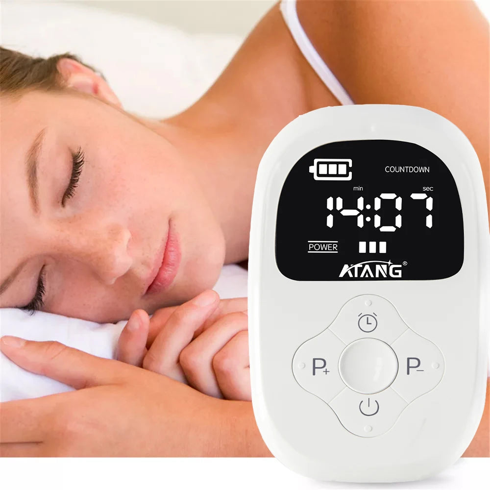 Use the Cranial Electrotherapy Stimulation (CES) sleep aid if you have difficulty falling asleep. Digital timer.
