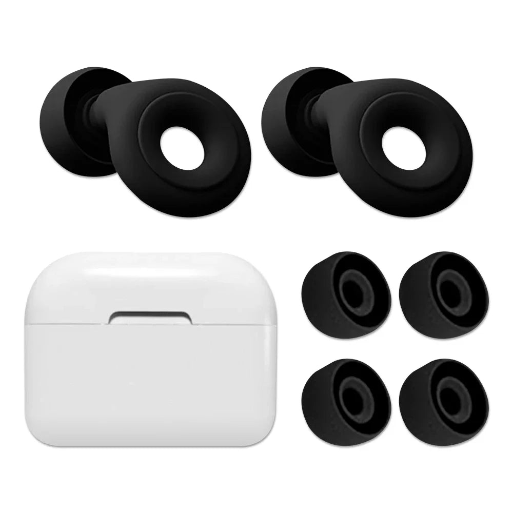 Black Ear Plugs with different sizes of ear buds and carrying case.