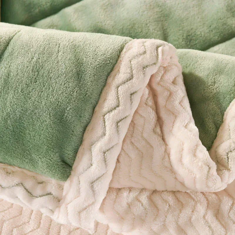 Milk fleece weighted blanket soft to the touch.
