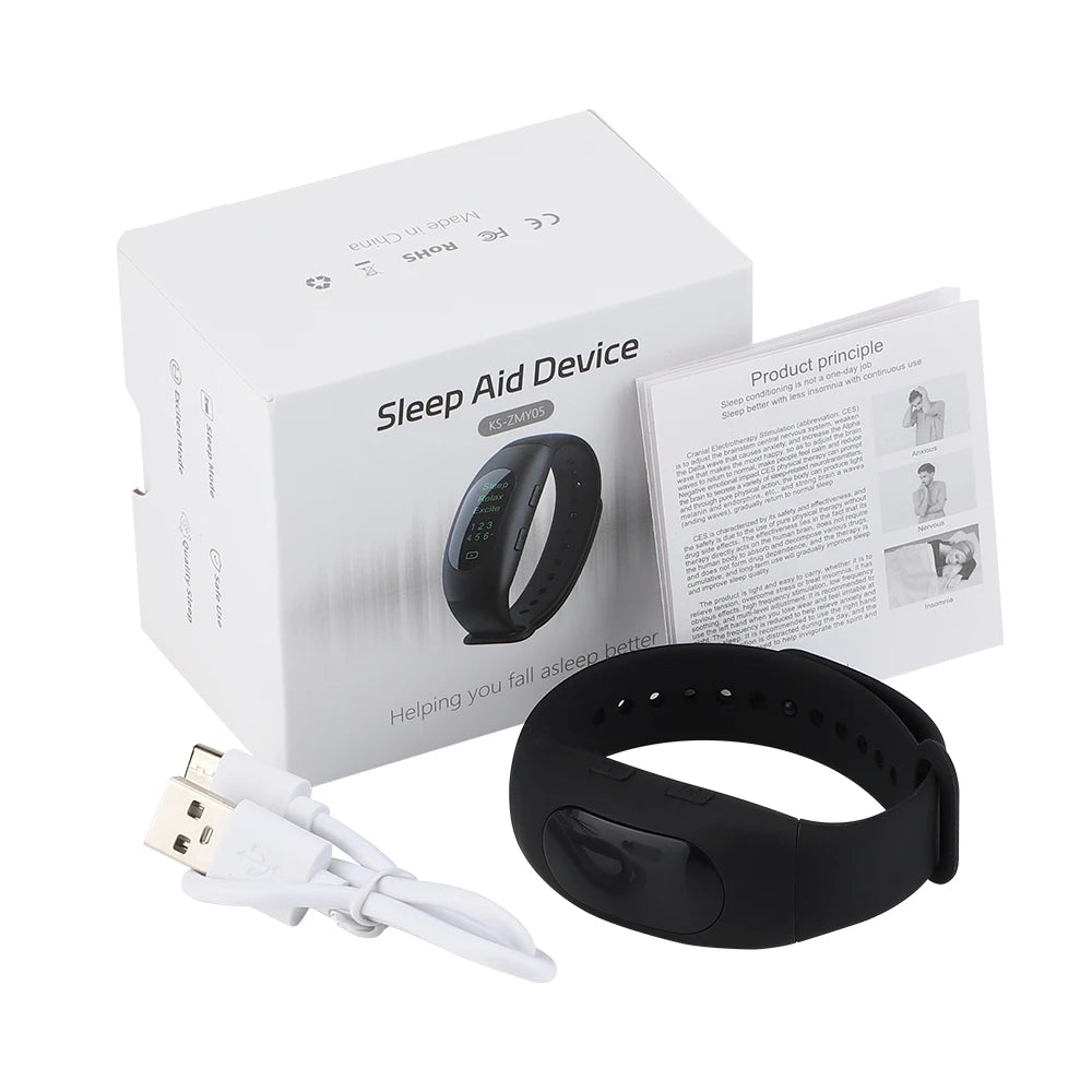 CES Micro-current sleep wristband with packaging and user manual.