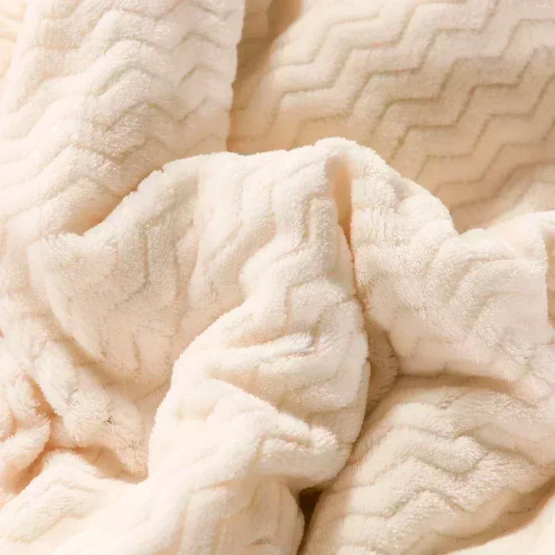 Close up view of the milk fleece weighted balnket.