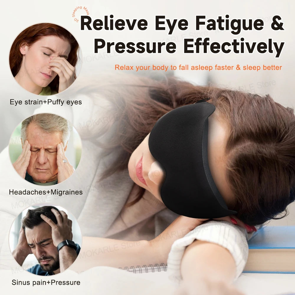 Relieve eye fatigue when you wear the eye mask while sleeping. Good for people with headaches, eye strain and sinus pain.