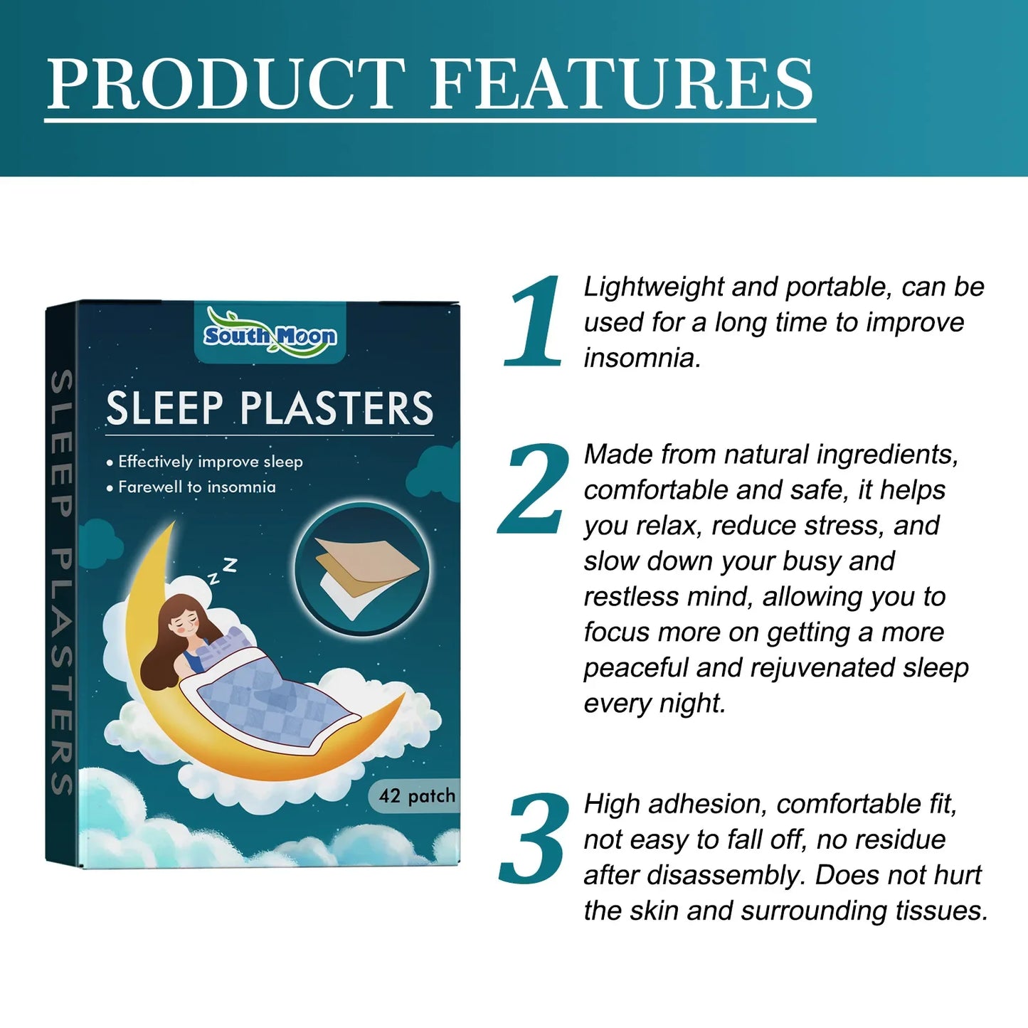South Moon sleep patch helps with insomnia and made from natural ingredients.