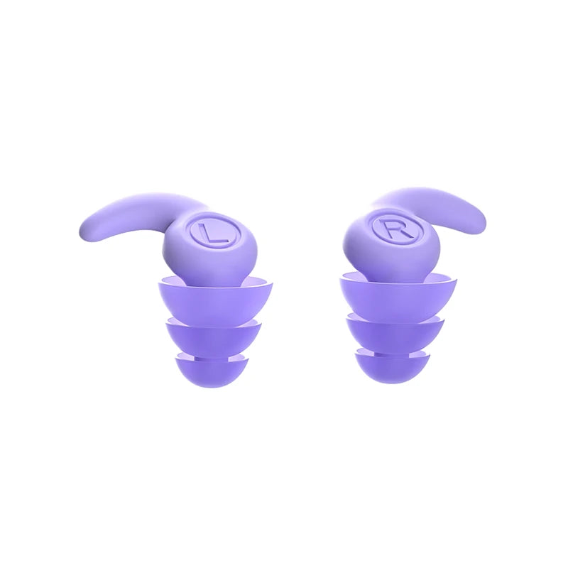 Purple noise reduction earbuds.
