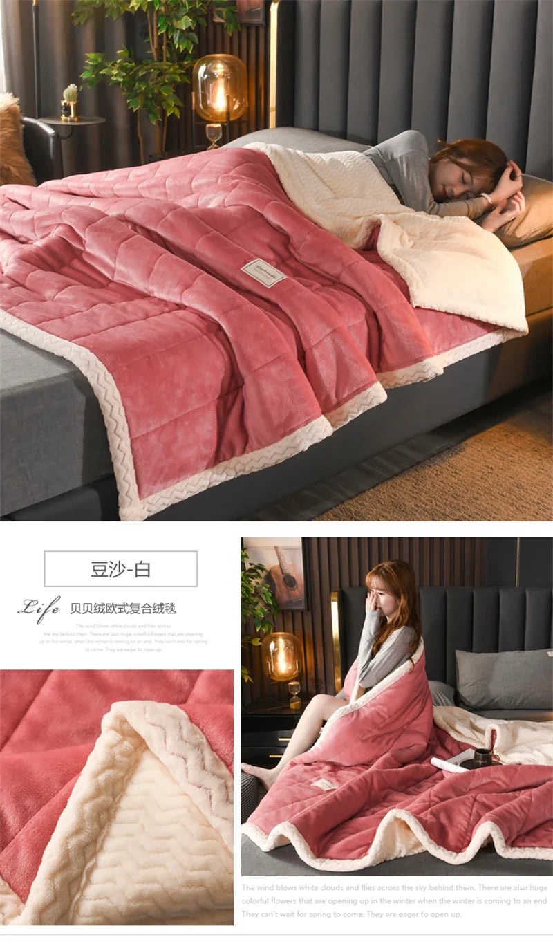 Dark pink with white border blanket.