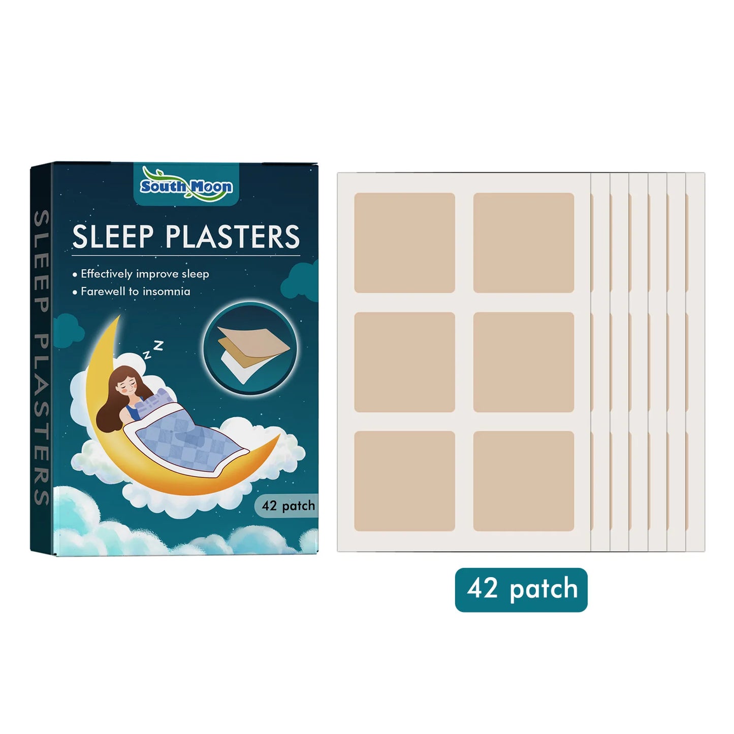 South moon sleep patch and box packaging.