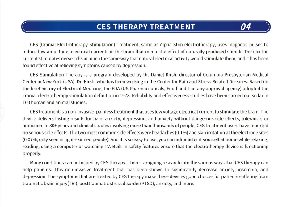 Text about CES Therapy Treatment and how it helps you to sleep better.