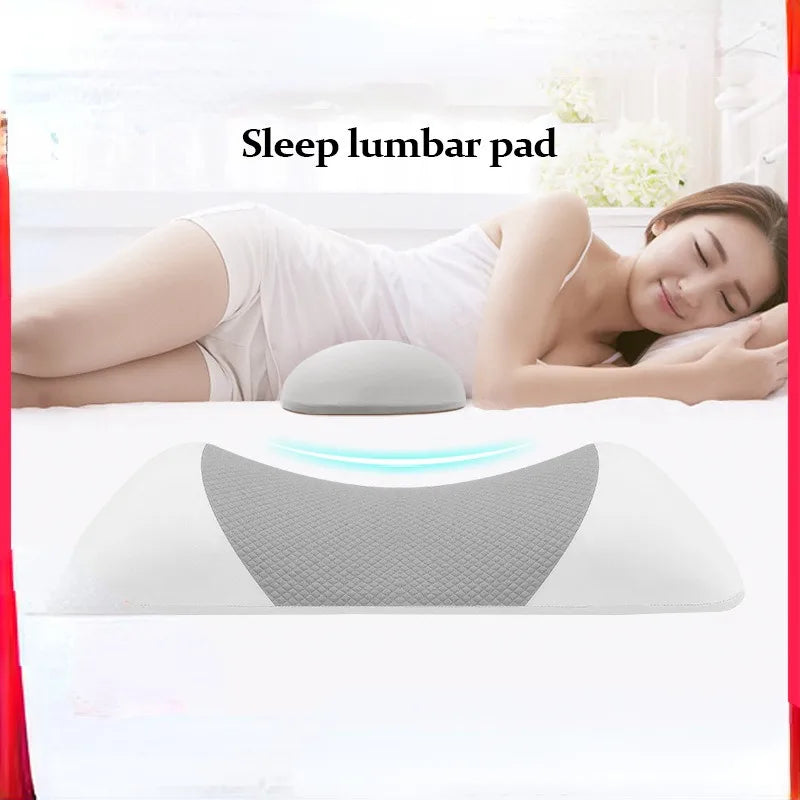 Lumbar support pillow used for side sleeping.