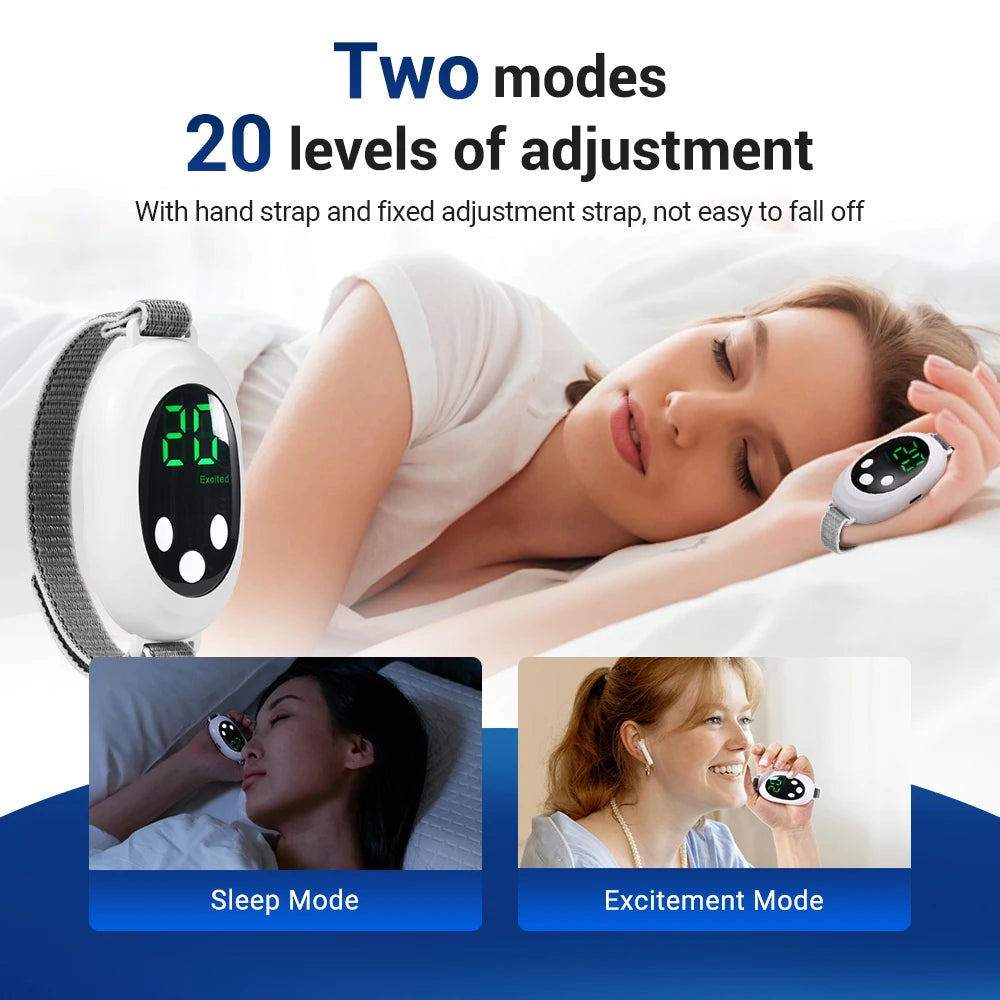 Cranial Electrotherapy Stimulation (CES) devices using micro-currents two modes and twenty levels to improve sleep quality, reduce anxiety, reduce stress, improve insomnia. Comes with sleep mode and excitement mode.