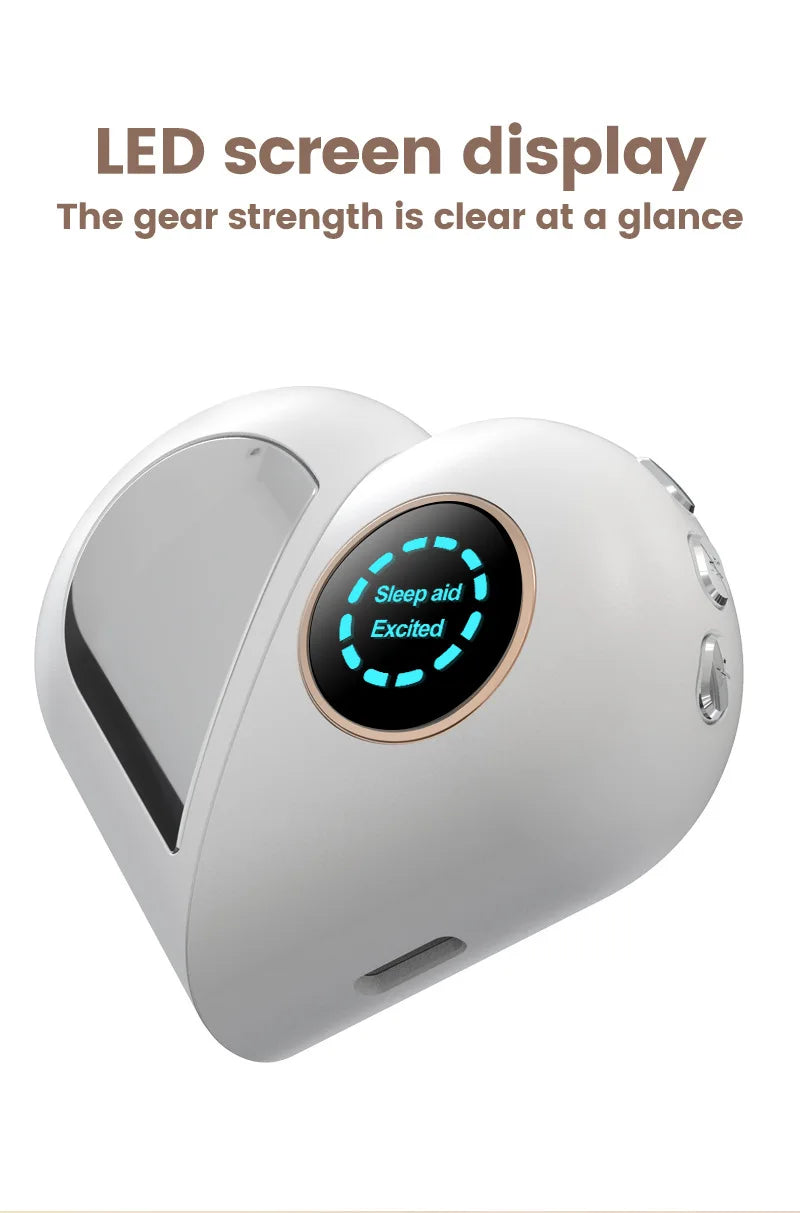 Cranial Electrotherapy Stimulation (CES) sleep aid with LED screen display, easy to view gear strength.
