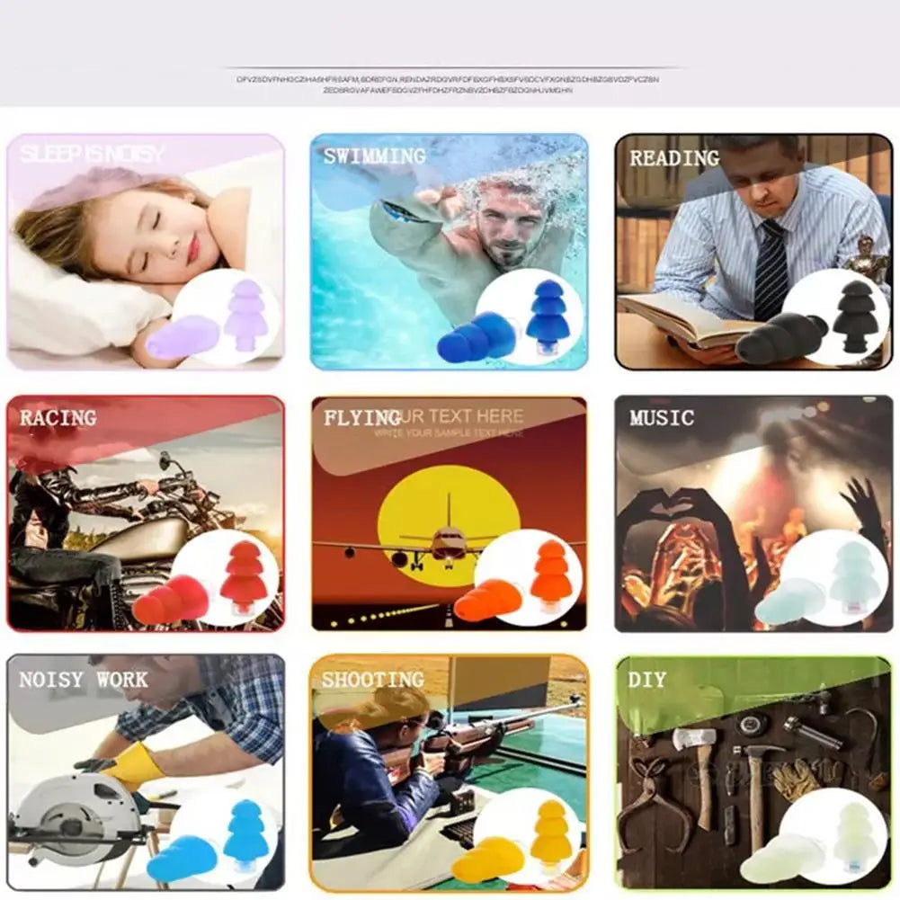 Collection of nine different activities where you can use the Noise cancelling earbud with 3-layer filters.