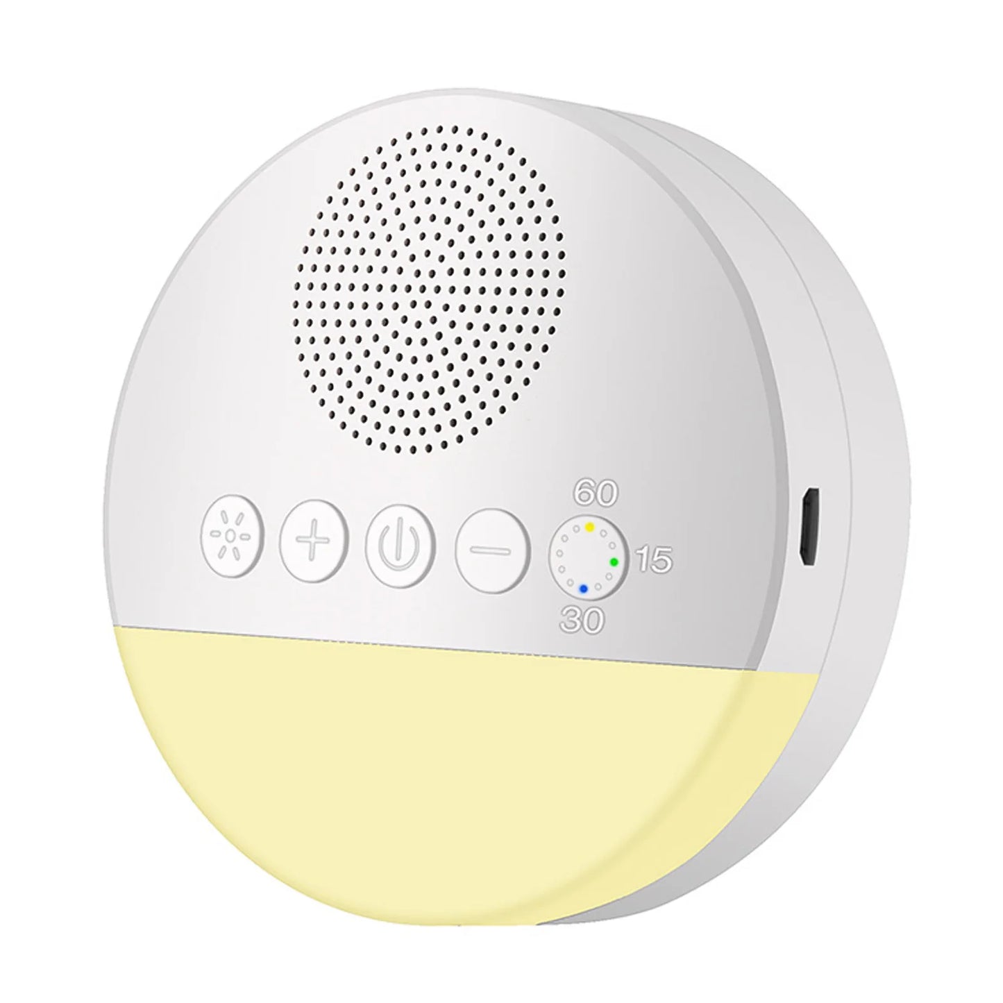 White and yellow white noise machine produces white noise to let you sleep better.