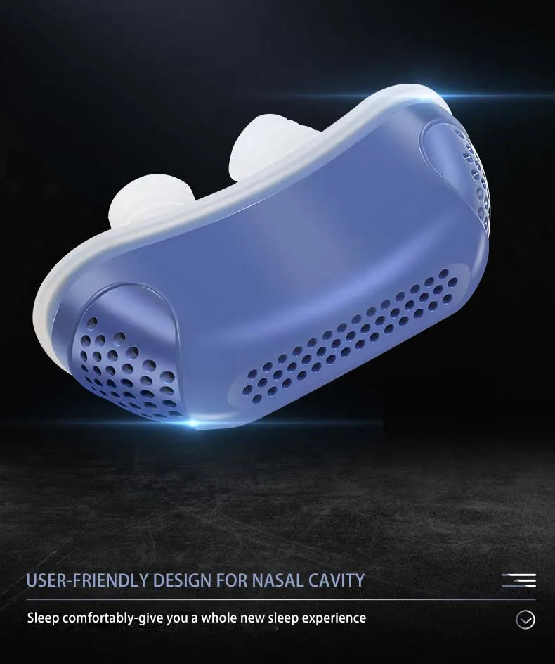 Electric anti-snoring device user friendly design that gives you a better sleep experience.