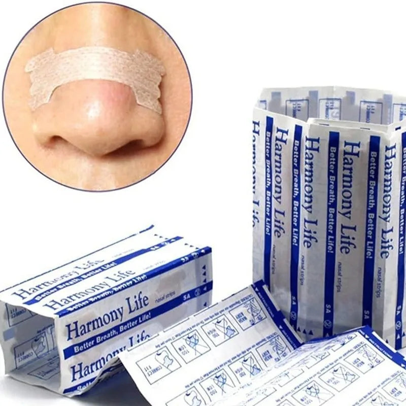 Breathe better nasal Sleep Apnea strips used on a person's nose to help him open up nasal passage.