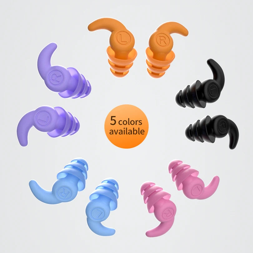 Colorful noise blocking earbud 5 color variations.