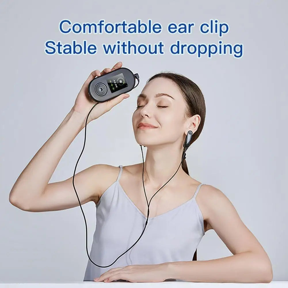 Comfortable Cranial Electrotherapy Stimulation (CES) sleep aid ear clip, handsfree, improve sleep.