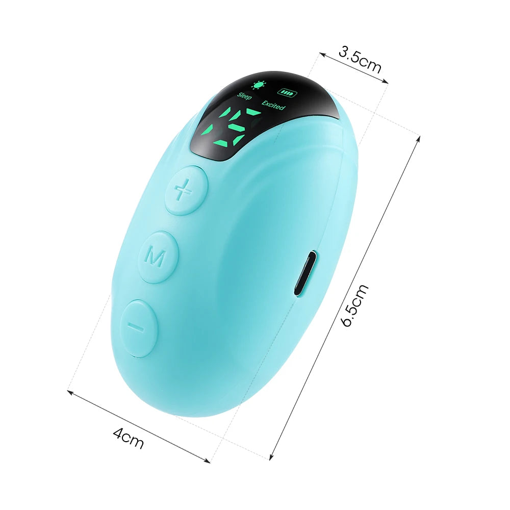 Cranial Electrotherapy Stimulation (CES) hand-held sleep device dimensions.