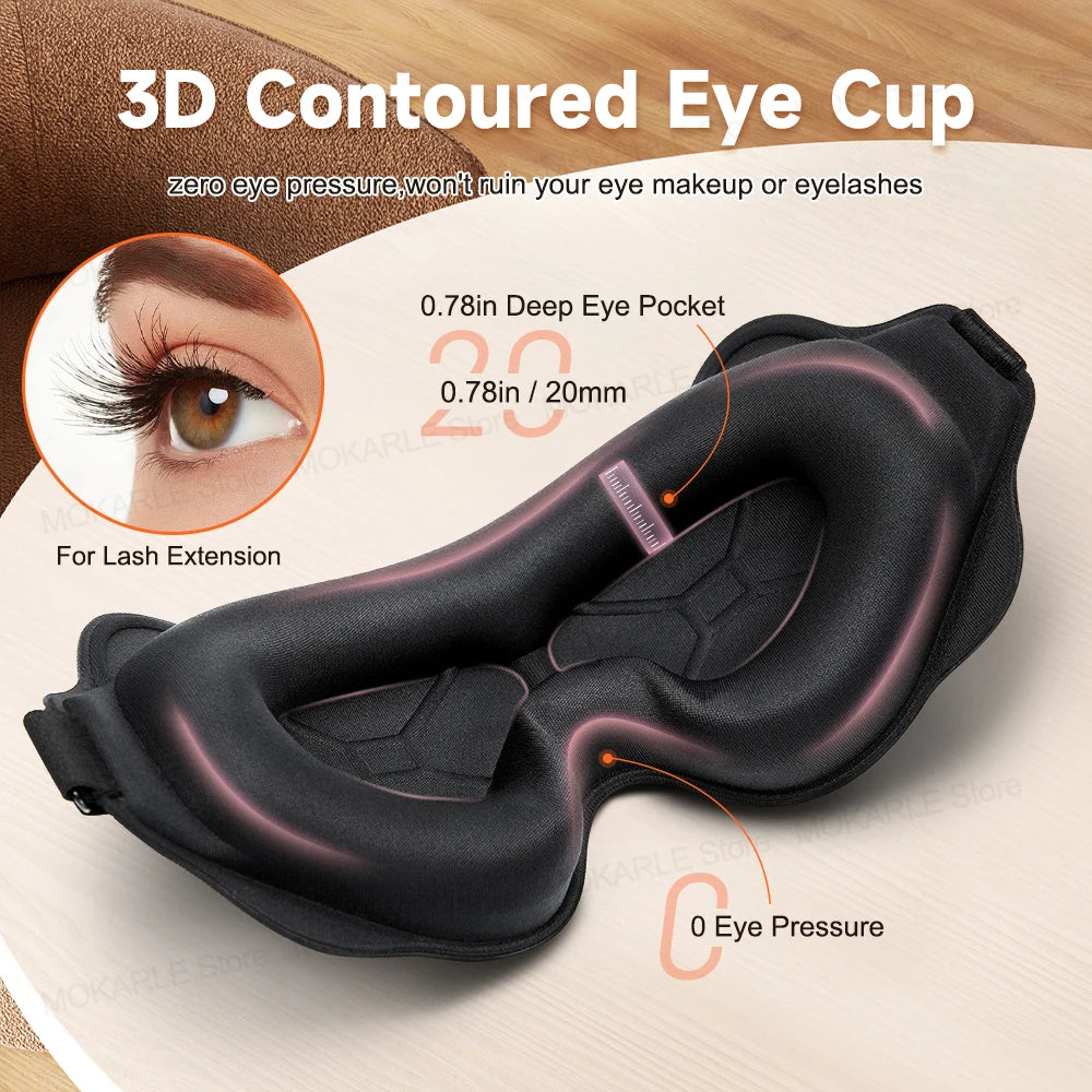 3D Contoured Eye Cup on the eye mask prevents interfering with eyelash.