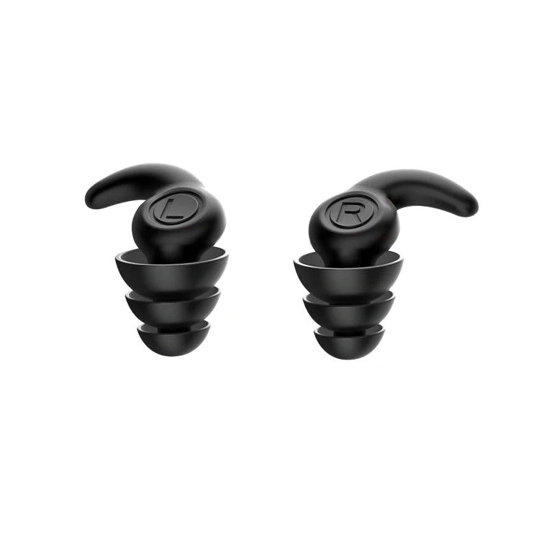 Black noise reduction earbuds.