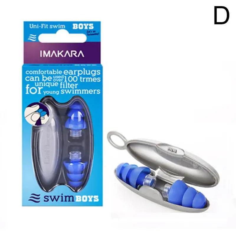 Blue IMAKARA noise cancelling earplugs with carrying case.