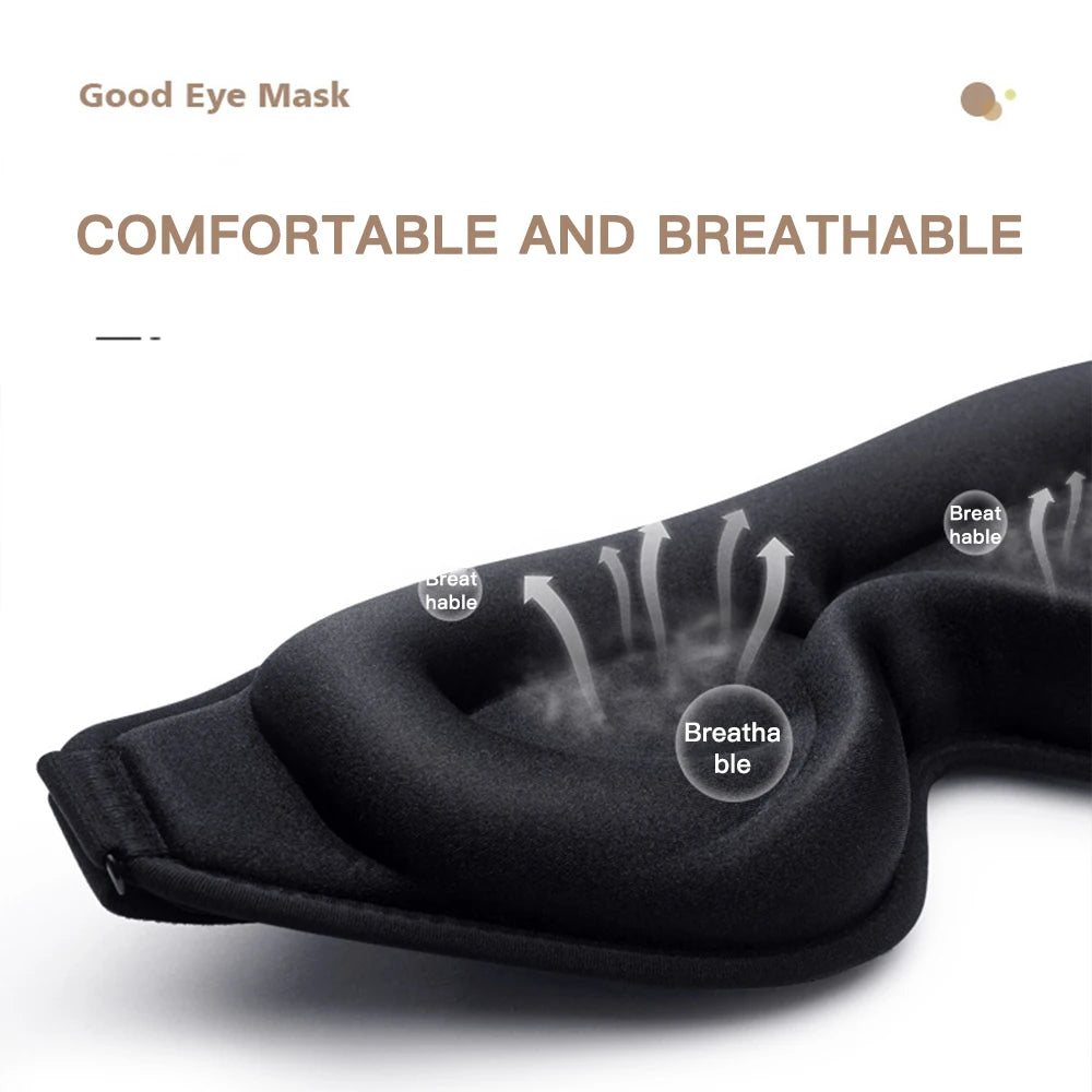 Black eye mask comfortable and breathable.