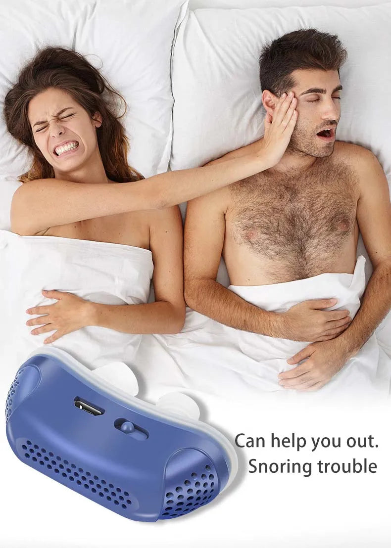 Woman suffering from a snoring partner and how anti snoring device can help.