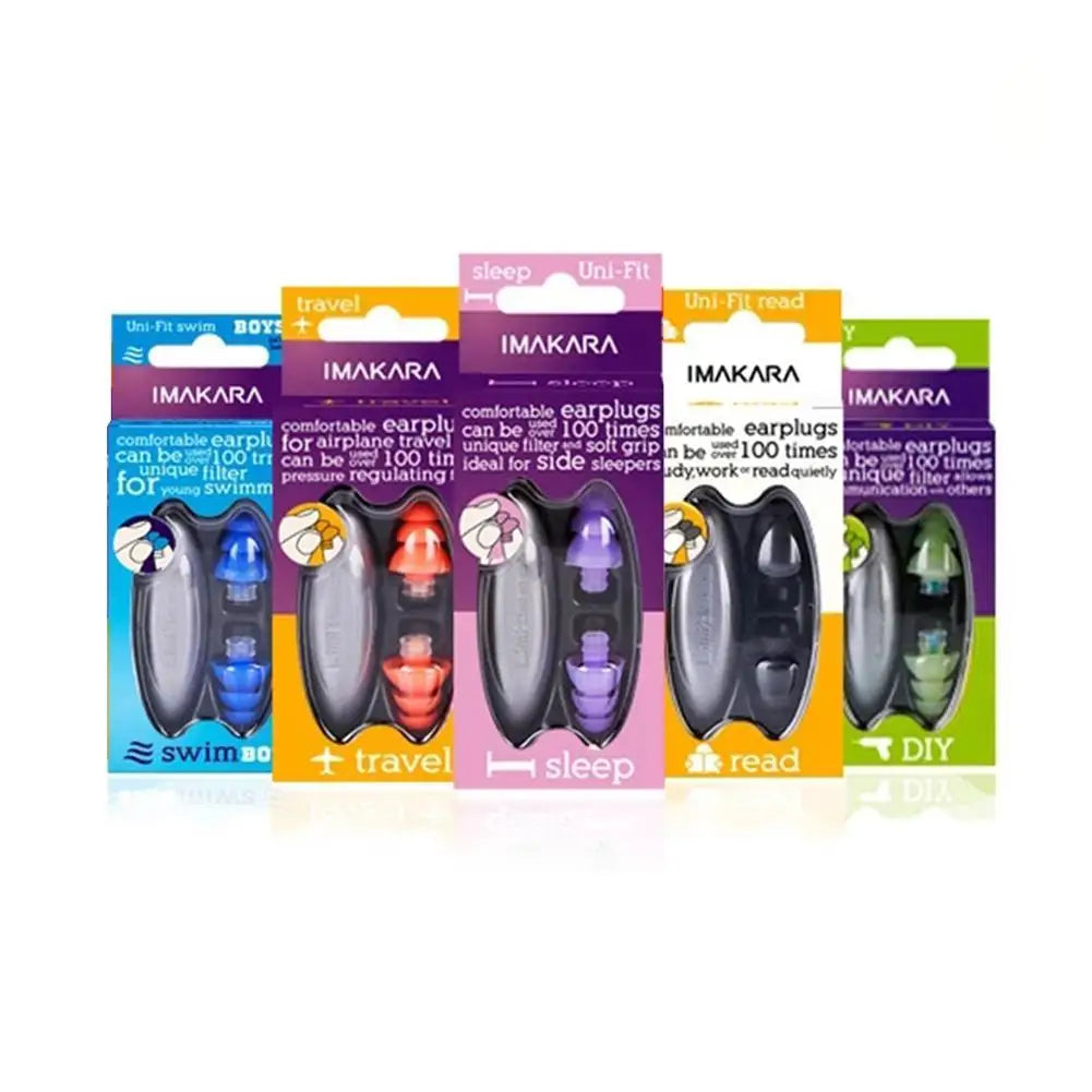 IMAKARA noise cancelling earplug in 5 different colours.