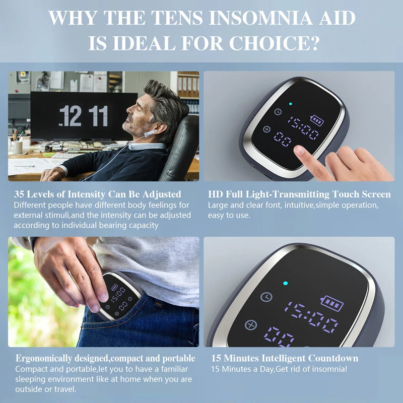 KTS CES 2.0 Micro-current sleep aid has touch screen, simple operations, portable to keep in pocket and 15 minutes countdown feature.