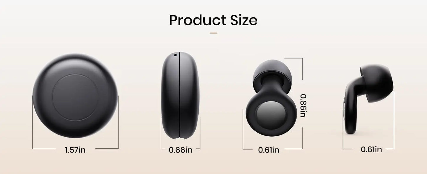 Measurement chart of wireless noise reduction earbuds and charging case.
