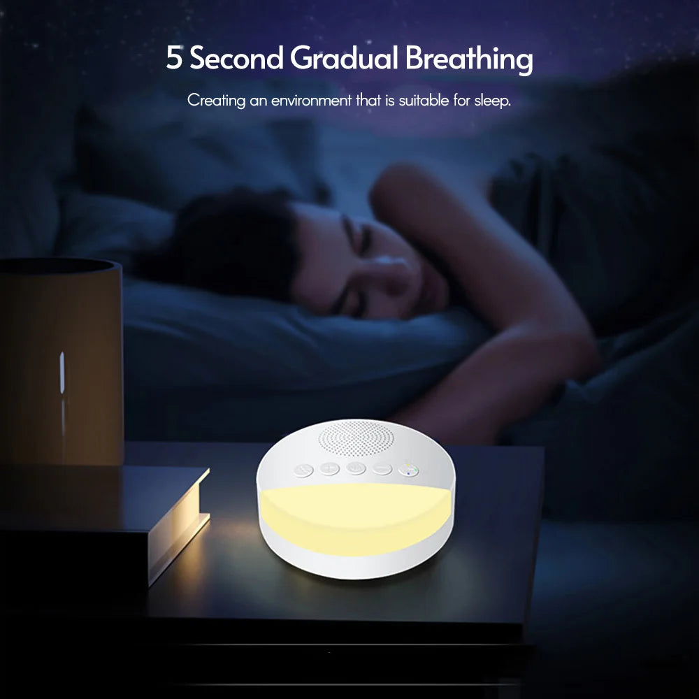 White noise machine creates an environment for everyone to fall asleep. Benefit from intelligent breath light.