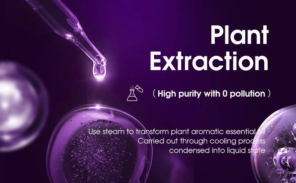 Advertisement for plant extraction with dropper and bubbles on a dark background