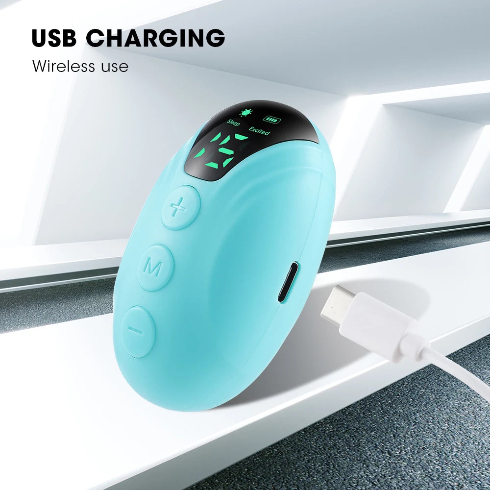 Cranial Electrotherapy Stimulation (CES) hand-held sleep device uses USB Charging.
