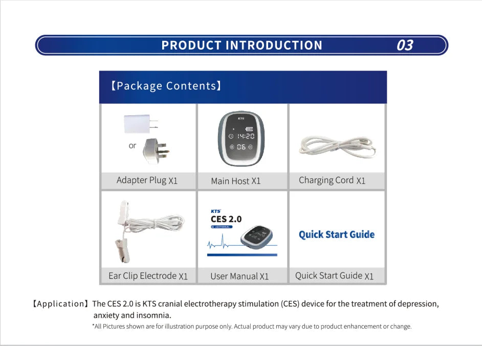 Product introduction slide with package contents of a CES 2.0 device.