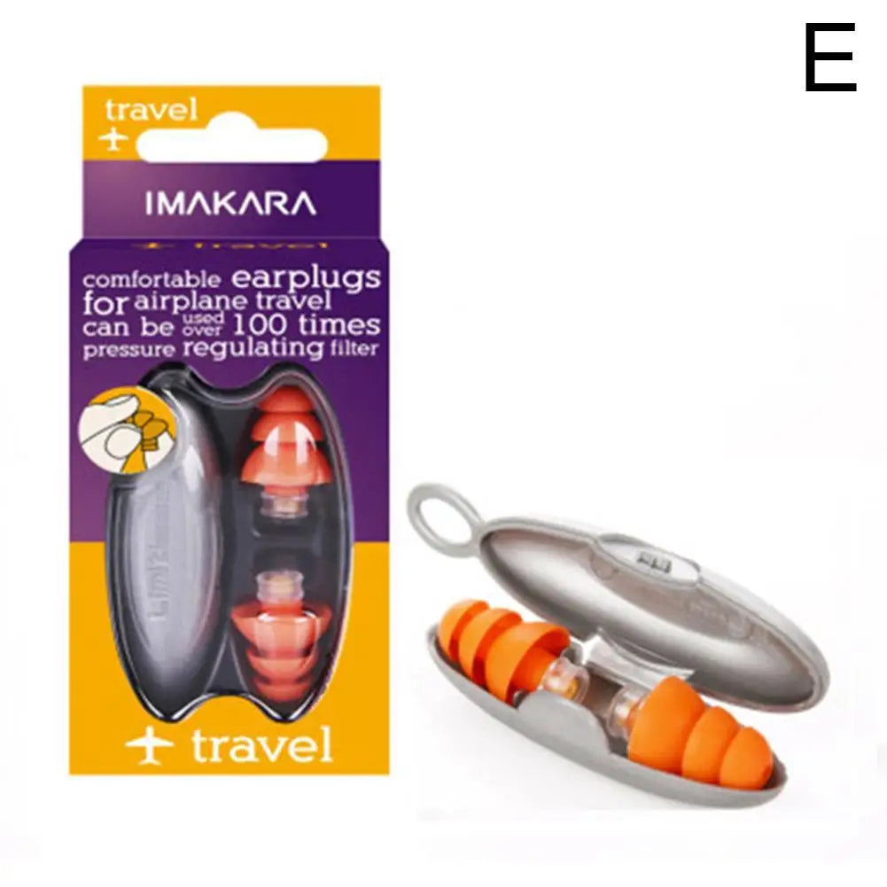Orange IMAKARA noise cancelling earplugs with carrying case.