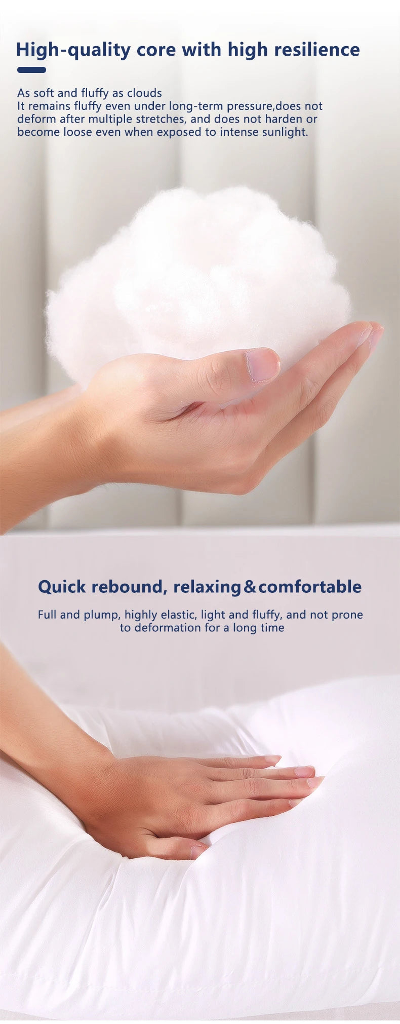 High quality filling is used to keep the J-shaped preganancy pillow soft yet bouncy. 