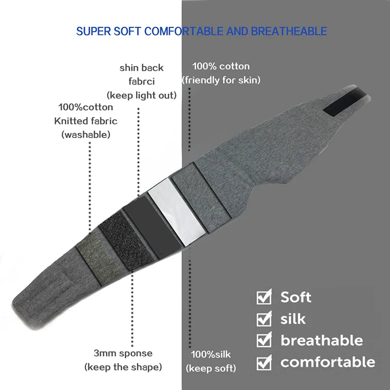 Sleeping mask made of 100% cotton skin-friendly, soft, silky and breathable. 