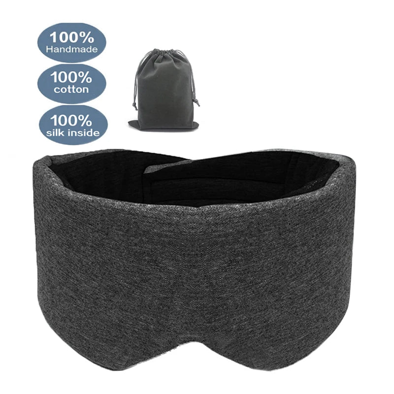 Black sleeping mask 100% handmade, 100% cotton silk.