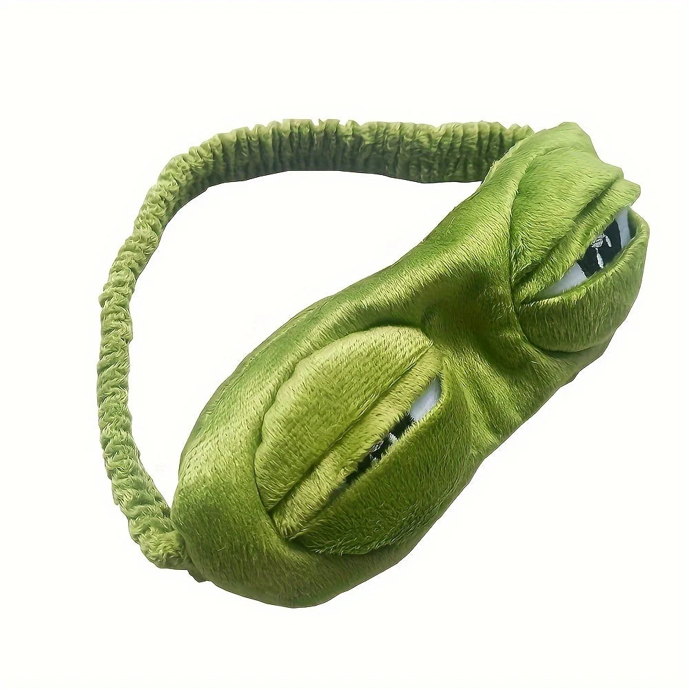 Green plush eye mask. Cute.