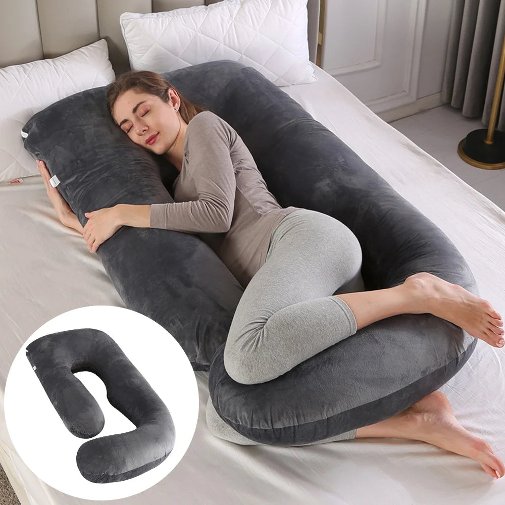 J-shaped Pregnancy Pillow Soft Velvet (13 colours)