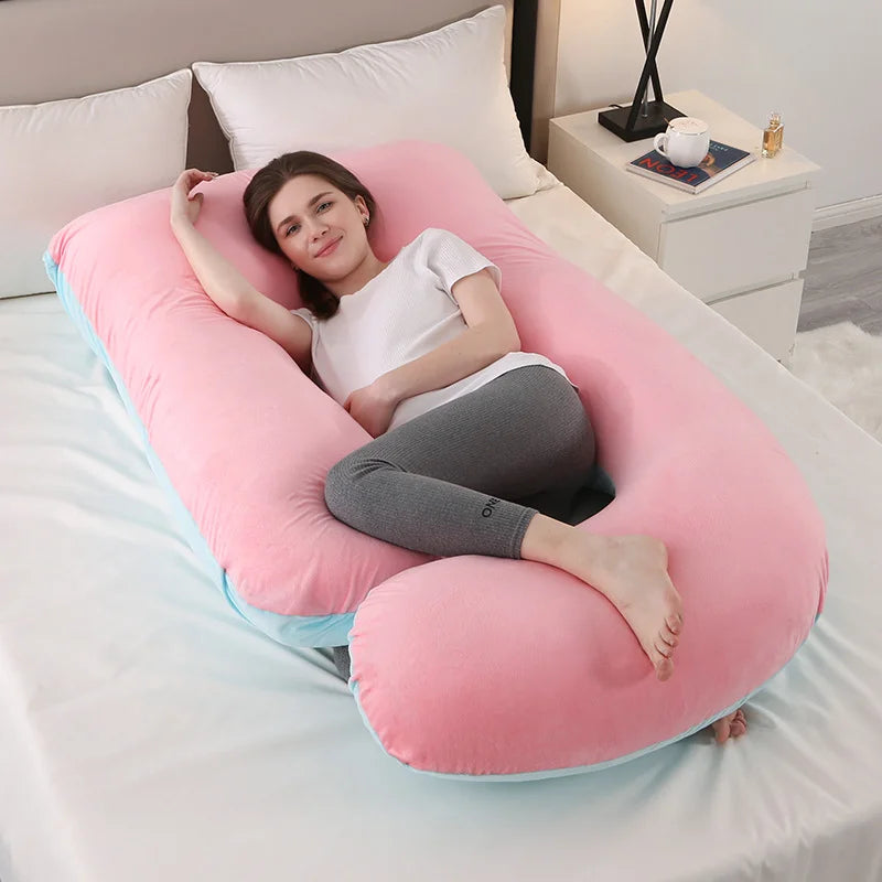 J-shaped Pregnancy Pillow Soft Velvet (13 colours)