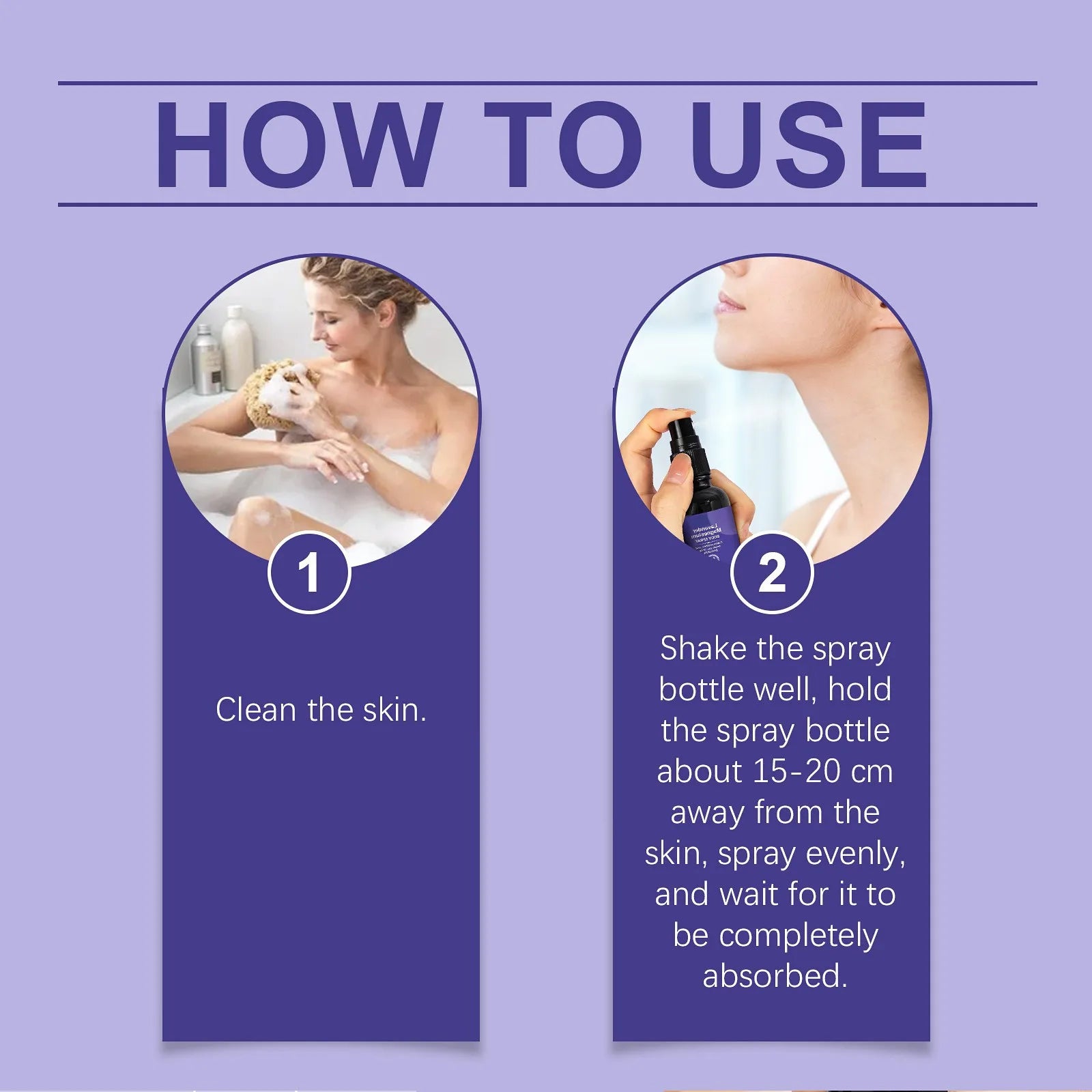 Instructions on how to use the lavender magnesium spray.
