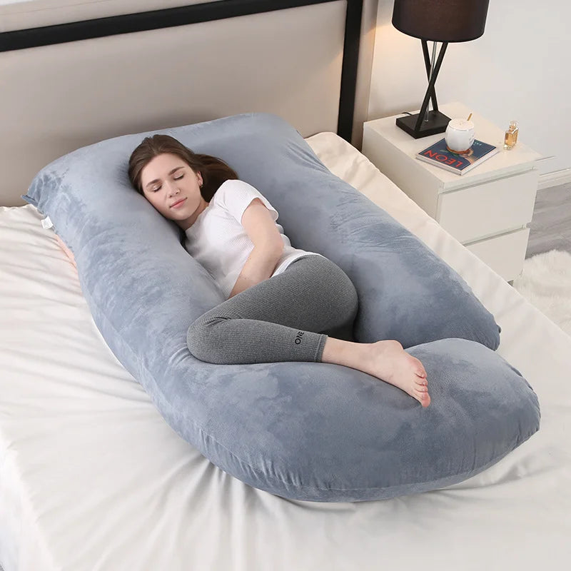 J-shaped Pregnancy Pillow Soft Velvet (13 colours)