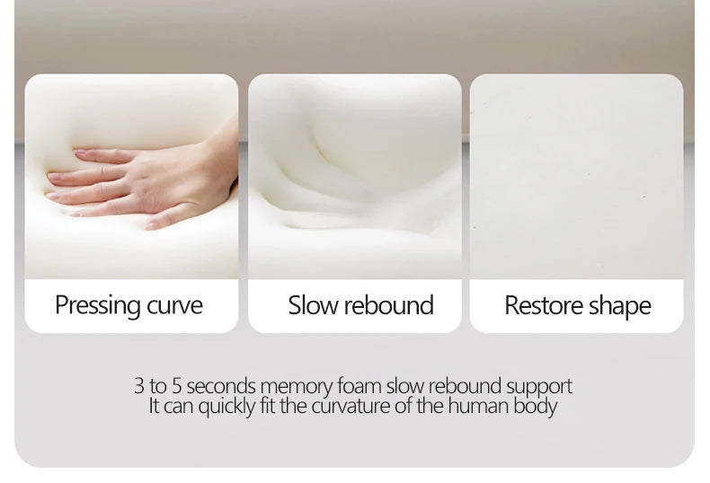 Memory foam pressing curve, slow rebound and shape is restored all the time. Gives you a customized sleep support. 