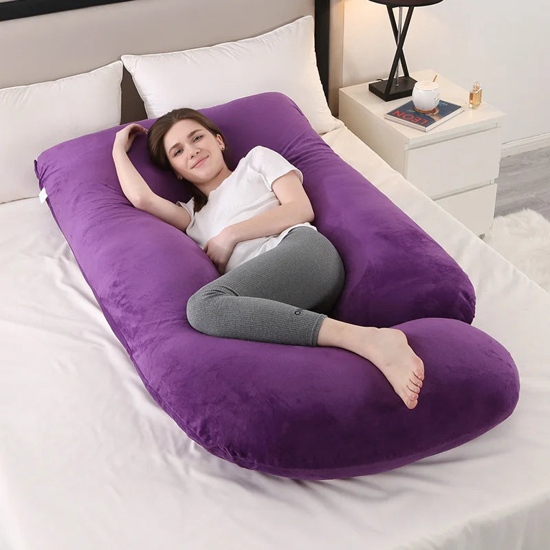 J-shaped Pregnancy Pillow Soft Velvet (13 colours)