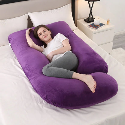 J-shaped Sleeping Pregnancy Pillow Soft Velvet (13 colours)